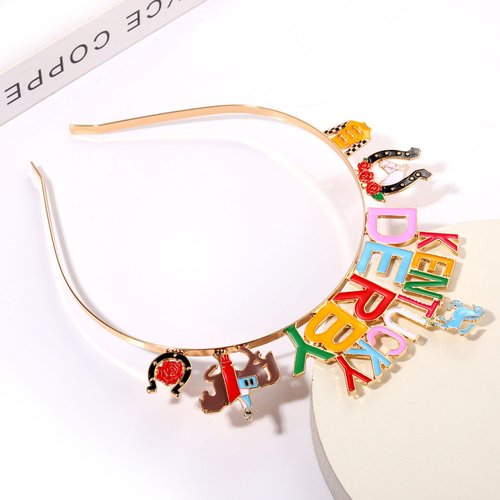 mokkia Derby Headband for Women - Floral Horse Tiara, Rose Horseshoe Headpieces for Kentucky Derby & Race Day, Hair Accessories for Outfits & Party Favors (Pattern A)