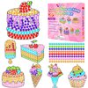 Qyeahkj 7pcs Summer Crafts Sweets Arts Crafts DIY Gem Diamond Suncatcher Crafts for Kids Cake Ice cream Diamond Painting Gift for Kids Girls Boys Aged 6 8 10 for Birthday Party Home School Decor