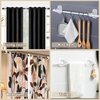 2PCS No Drill Curtain Rod Brackets,Curtain Rod Holders No Drilling,Adhesive Curtain Rod Hooks,Nail Free Adjustable Curtain Hangers,Lokinsetin Perforated Non Nail Screw Stick On Sticky Drape Pole Stand