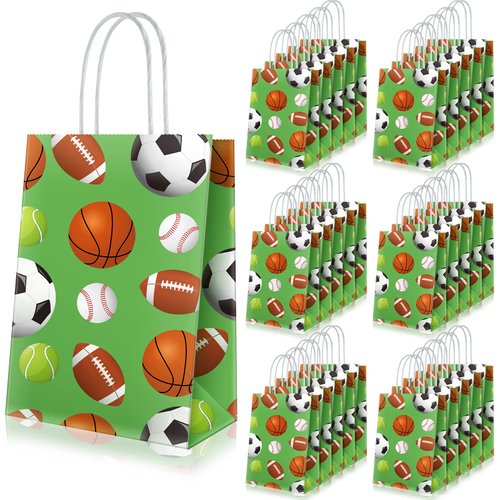 30 Pcs Sports Theme Party Favors Bags Football Soccer Goodie Bags Baseball Basketball Birthday Party Supplies Football Party Decorations for Adults Boys Girls