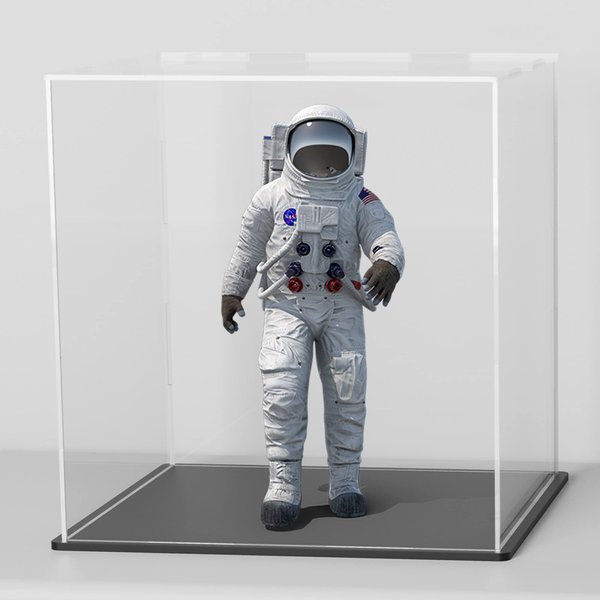 HEMYLU Acrylic Box with Matte Black Base, 5 inch Cube Clear Acrylic Display Case, Dust-Proof Display Case for Collectibles, Toys (5x5x5 inch)