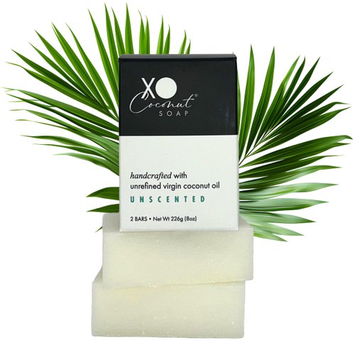 Coconut Oil Bar Soap Handcrafted Organic Natural Face Body Hands Vegan Unscented - 2 Bars, 4oz Each