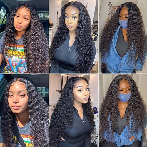 Deep Wave Bundles Human Hair Deep Human Hair Bundles Unprocessed Brazilian Virgin Hair Extensions for Black Women Natural Black Color 16 18 20 inch
