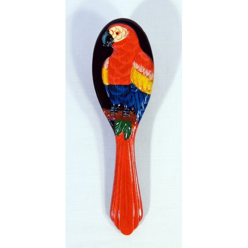 Handpainted Red Parrot Bird Hair Brush