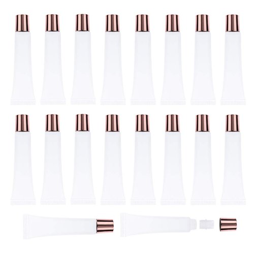 AJLTPA 50Pcs 15ml Lip Gloss Squeeze Tubes, Rose Gold Lip Gloss Containers Empty, Refillable Soft Clear Tubes for DIY Lipgloss Balm Cosmetic (Rose Gold)