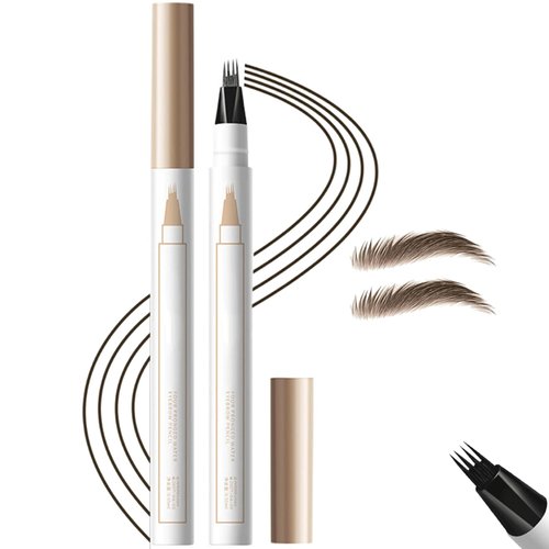 Magic Eyebrow Pencil, Microblading Eyebrow Pen, Waterproof Liquid Pencil with 4 Tip Brow Pen Creates Hair Like Natural Brows, Last All Day (Dark Brown)