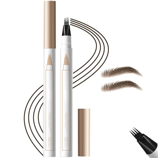 Magic Eyebrow Pencil, Microblading Eyebrow Pen, Waterproof Liquid Pencil with 4 Tip Brow Pen Creates Hair Like Natural Brows, Last All Day (Dark Brown)