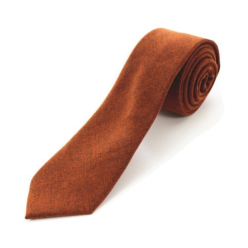 JEMYGINS 2.4" Cotton Necktie Orange Mens Cashmere Wool Skinny Tie (5)