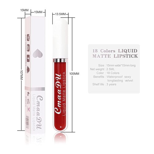 Gireatick 18 colors Matte Velvety Liquid Lipstick Set, Long Lasting Lip Stain Waterproof Non-Stick Cup Liquid Lipgloss Set, High Pigmented Velvet Lip Gloss Kit