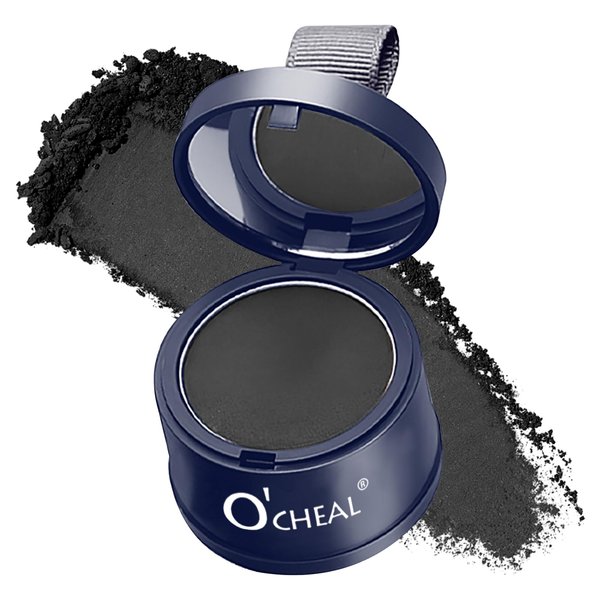 O'CHEAL Hairline Powder, Hair Loss Cover Up Powder, Hair Fibers for Thinning Hair, Instantly Root Touch Up Hair Color for Gray Hair Coverage, Sweatproof Hairline Shadow Powder for Men and Women(Black)
