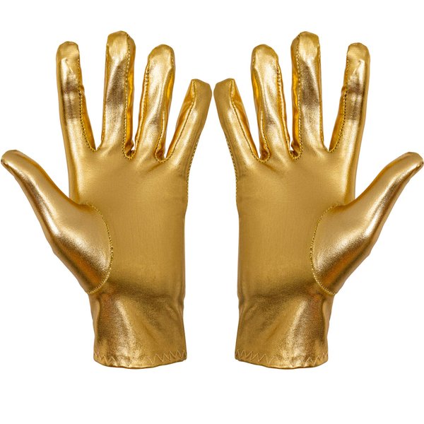 Skeleteen Metallic Gold Costume Gloves - Shiny Gold Princess Evening Stretch Dress Glove Set for Men, Women and Kids