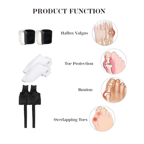6pcs Bunion Corrector for Women & Men - Bunion Relief Kit with Toe Separators and Bunion Splints Hammer and Big Toe Separator, Spacers and Straighteners, Exercise Strap for Hallux Valgus Correction