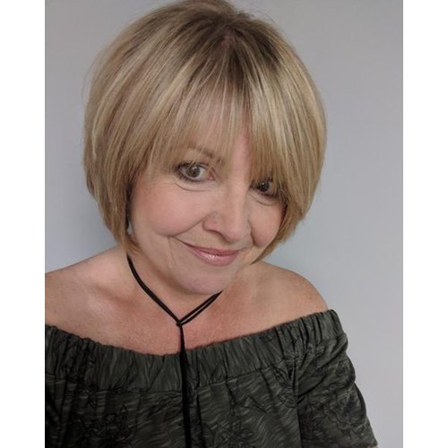 RENERSHOW Blonde Short Pixie Bob Wigs for White Women Layered Straight Synthetic Wig with Bangs Ombre Blond Highlights Bob Haircuts Light Weight Natural Women’s Daily Party Hair Replacement Wig