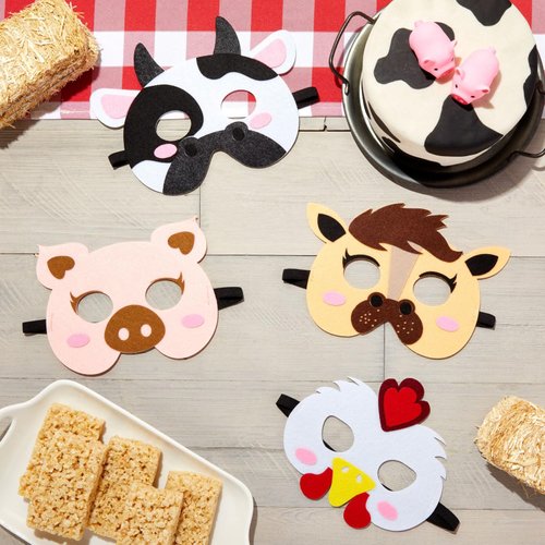 BLUE PANDA 12 Pack Felt Farm Animal Masks for Kids, Jungle Safari Party Favors for Birthday (7x7.2 in)