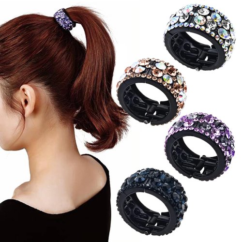 4 PACK Rhinestone Hair Claw Clips for High Ponytail, Nonslip Shark Rhinestone Hair Clips Small Metal Shark Hairpins Hair Accessories for Girls and Women Thick Long Hair (Style 1)