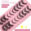 Uranian False Eyelashes with Glitter Natural Look Faux Mink Lashes Fluffy Wispy Fake Eyelashes Thick Lash Clusters Eye Lash Extension Luxury Rhinestone False Eye Lashes for Women (10 Pairs)