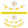Happy Birthday Banner, Daisy Birthday Party Decorations with Daisy Balloon and Felt Daisy Smiley Face Birthday Banners for Boho Hippie Groovy Smiley Face Party Baby Shower Girl Birthday Decorations