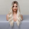 MONLER Long Blonde Wigs for Women 26 Inches Ombre Blonde Wig with Dark Roots Synthetic Wig Loose Wavy Wigs Cosplay Daily