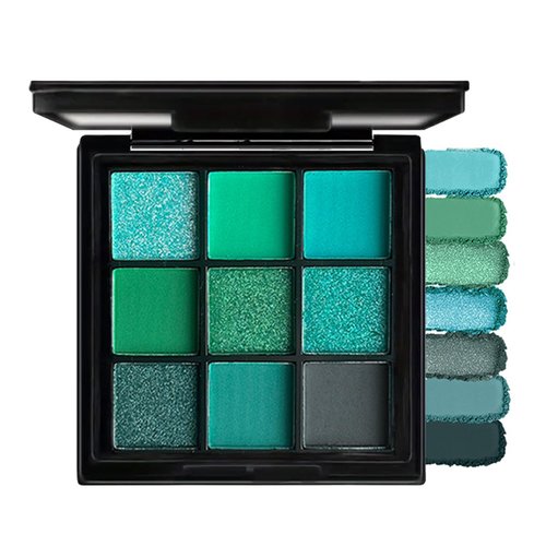 9 Colors Green Eyeshadow Christmas Makeup Glitter Matte Eyeshadow Palette,Stocking Stuffers for Women,Highly Pigmented Metallic Shimmer Bright Dark Green Eye Shadow,Waterproof Green Face Witch Makeup