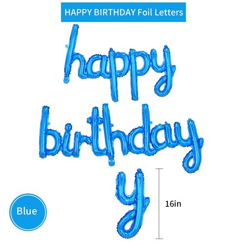 BEISHIDA Blue Happy Birthday Balloons Banner 16 Inch Mylar Foil Birthday Letters Balloons for Kids Adults Ocean Theme Party Decorations Supplies