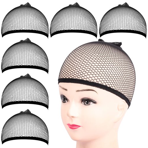 Fandamei 6PCS Wig Cap, 6PCS Black Mesh Wig Cap Net, Closed End Hair Mesh Net, Liner Weaving Caps ...