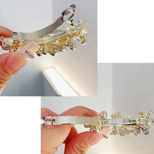 Vintage Glitter Sparkly Hair Barrettes, Crystal Flower Hair Clips French Vintage Barrettes, Rhinestone Metal Hair Pins Hair Accessories for Women Girls