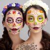 Day of The Dead Tattoos Halloween Temporary Face Tattoos Skeleton Floral Full Skull Face Mask Stickers Party Supplies
