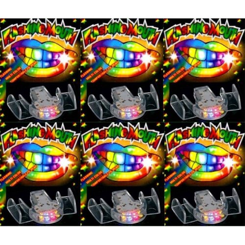 24 Pack Flashing Mouth Piece Guard Light Up Teeth LED Party Favors Mouthpieces