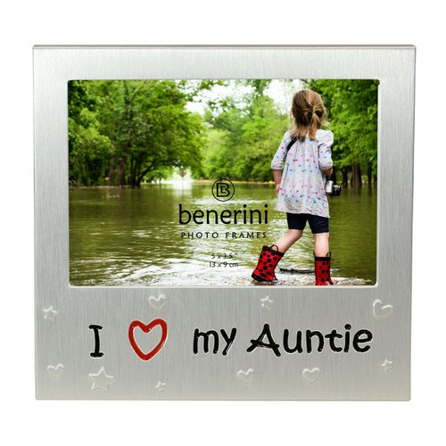 benerini ' I Love My Auntie ' - Photo Picture Frame Gift - 5 x 3.5 - Aluminium Silver Colour Gift for Her