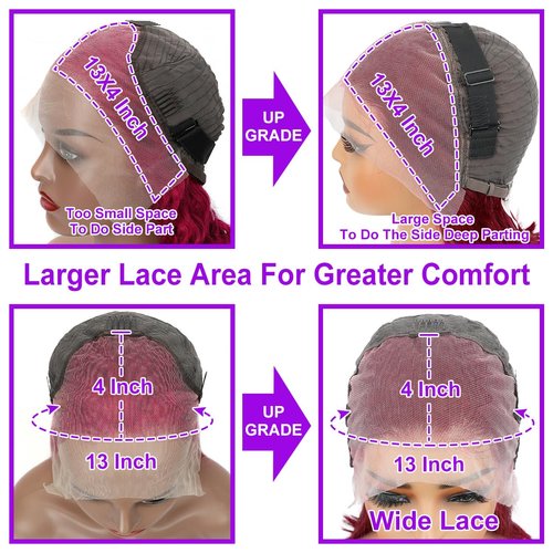 99j Burgundy Lace Front Wigs Human Hair 13x4 Transparent Hd Lace Front Wigs Human Hair Pre Plucked Bob Wig Human Hair Straight Bob Wigs For Black Women With Baby Hair Red Wig Human Hair 16 Inch