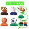 12pcs Sports Themed Birthday Party Decorations Sports Table Honeycomb Centerpieces Football Basketball Baseball Soccer Table Centerpieces Boy's Birthday Party Sports Themed Desktop Decoration