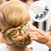 VOCOSTE Women Rhinestone Inlaid Flower Hair Comb Hairpin Hair Accessory Side Comb Clips Rhinestone Head Pieces Gray