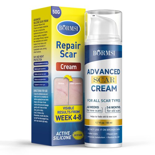 Scar Cream,Active Silicone Dimethicone Scar Gel-Advanced Repairing New Old Scars for Surgical Scars,Stretch Marks,Burn,Keloid,C-Section,Acne Treatment,1.76oz (50G)