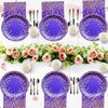 HSPAIDYP 40Pcs Purple and Gold Party Supplies,Purple Paper Plates 7" Purple Gold Dot Dessert Plates for Baby Shower,Wedding,Cocktail Party Purple Birthday Party Decorations (Purple Plates)