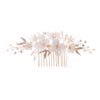 Soulshow New Soft Material Polymer Clay White Flower Wedding Hair Accessories Handmade Pearl Gold Wedding Hair Comb Bridal Hair Accessories