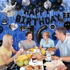 16th Birthday Decorations for Boys, 73PCS Blue Black Happy 16th Birthday Balloons for Girls, 16 Years Old Bday Party Supplies with Tablecloth, Fringe Curtains, Hanging Swirls Decor for 16th Teenager