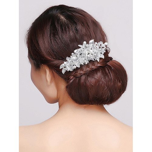 Yean Crystal Bride Wedding Hair Comb Silver Rhinestone Bridal Hair Accessories Pearl Wedding Headpieces for Bride and Women (Style A)
