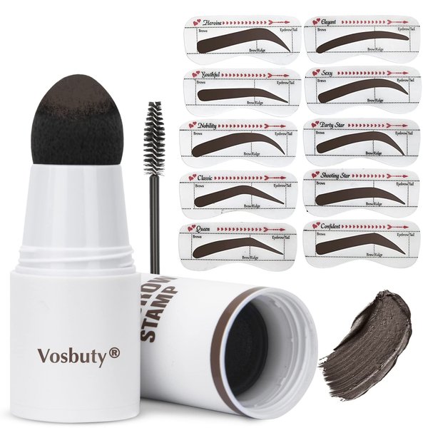 Eyebrow Stamp Stencil Kit-Brow Stamp And Shaping Kit- One-Step Brow Stamp Kit -Waterproof Long-lasting Eyebrow Stamp-Grey Black