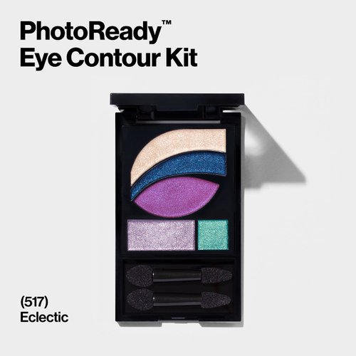 Revlon PhotoReady Eye Contour Kit, Eyeshadow Palette with 5 Wet/Dry Shades & Double-Ended Brush Applicator, Eclectic (517), 0.1oz