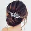 Jeairts Leaf Bride Wedding Hair Comb Rhinestone Pearl Bridal Hair Pieces Flower Headpiece Crystal Hair Accessories for Women and Girls (1-Silver)