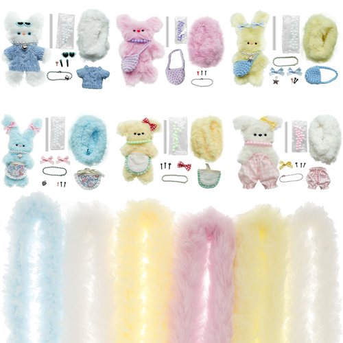 RVEFOT 6 Pcs Fur Pipe Cleaners Craft Kit with Decorative Accessories and Video Tutorials, Pipe Cleaners Kit for Beginners, Bear Animal Kit for Craft, Kids Art Craft DIY Creative Decoration