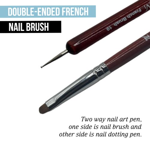 NEVI USA 2-Piece Sable Brush Set: Professional Acrylic French Manicure Clean-up Brush and Bend Nail Dotting Pen | Essential Tools for Precision Nail Art and Clean Cuticles (#12)