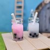 Miniature Bubble Tea Cups, Tiny Resin Bubble Tea Cup, Milk Tea Cup, Boba Tea Cup, Coffee Cup, 1/12, for Dollhouse, Miniature Kitchen Accessories, Dollhouse Miniature Crafts (10PCS) (Cream)
