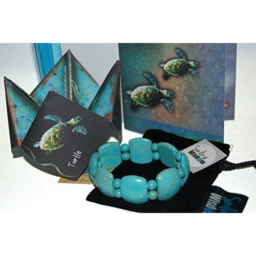 Smiling Wisdom - Friendship Bracelet with Keepsake Greeting Card Gift Sets - Teenage Women (Turquoise Turtle Back)