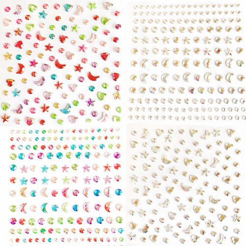 4 sheets Colorful Gem Stickers Rhinestones Adhesive Backed Crystal Stickers for Crafts Acrylic Rhinestones for Kids' DIY Craft Projects
