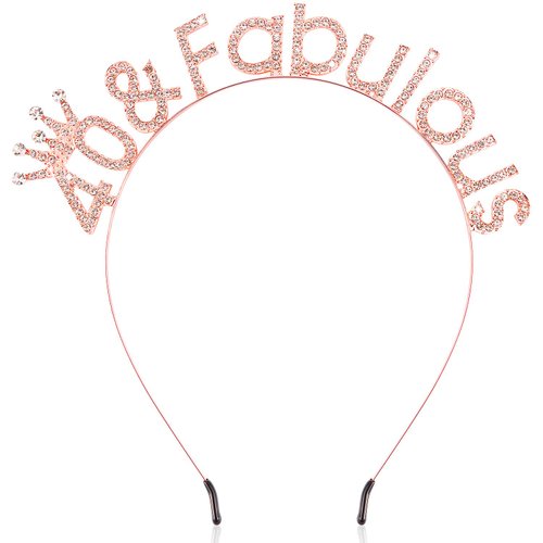 SuPoo Rose Gold 40th Birthday Crown Headband 40th Birthday Decorations Women 40 & Fabulous Birthday Tiara 40 Birthday Gifts for Her 40 Year Old Party Decorations Happy Birthday Hair Accessories