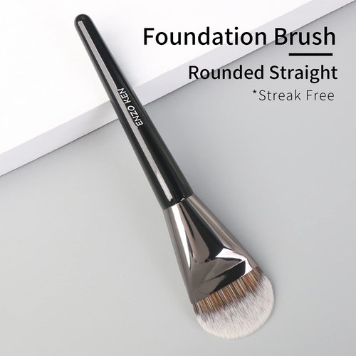 ENZO KEN Flat Foundation Brush for Liquid Makeup, Liquid Foundation Brush, Flat Makeup Brush for Liquid Foundation, Make up Brushes for Liquid Foundation, Makeup Foundation Brush for Liquid. 820 Black