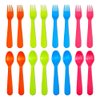 Jawbush 16 Pcs Kids Plastic Utensils, Reusable Toddler Feeding Utensils with 8 Kids Forks and 8 Kids Spoons, Colorful Kids Silverware Cutlery Set for School Lunch Box, BPA Free Dishwasher Safe