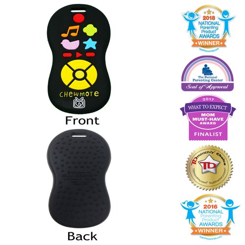 Silli Chews Remote Teether for Baby Unisex Fake Pretend Play TV Remote Control Toy Toddler Chewmote Favorite Baby Teether Infant Silicone Teething Toy Black Silly Chew Toys for Kids
