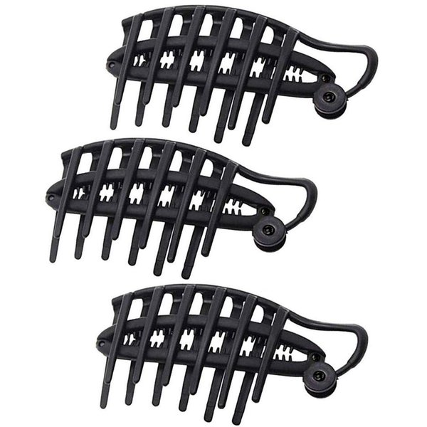 3PCS Women Lady Girls Black Fast Styling Volume Inserts Hair Clip DIY Hair Bun Snap Styling Boost Comb French Style Twister Hair Up Maker Tools Headdressing Accessories